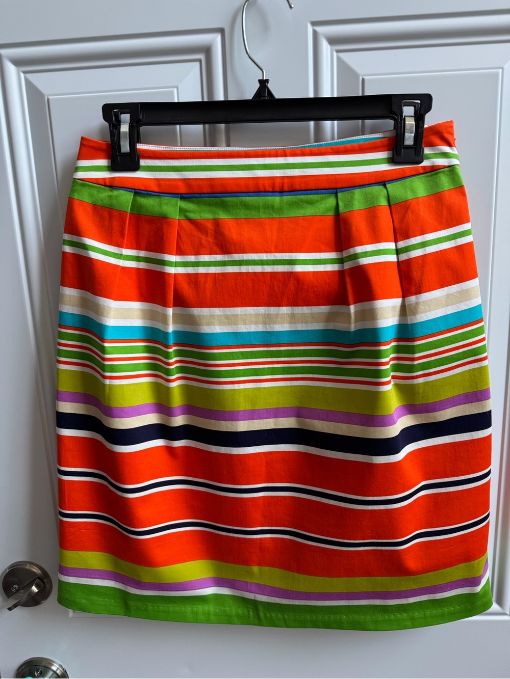 Kate Spade Striped Orange Multi-Color Cotton Blend Skirt